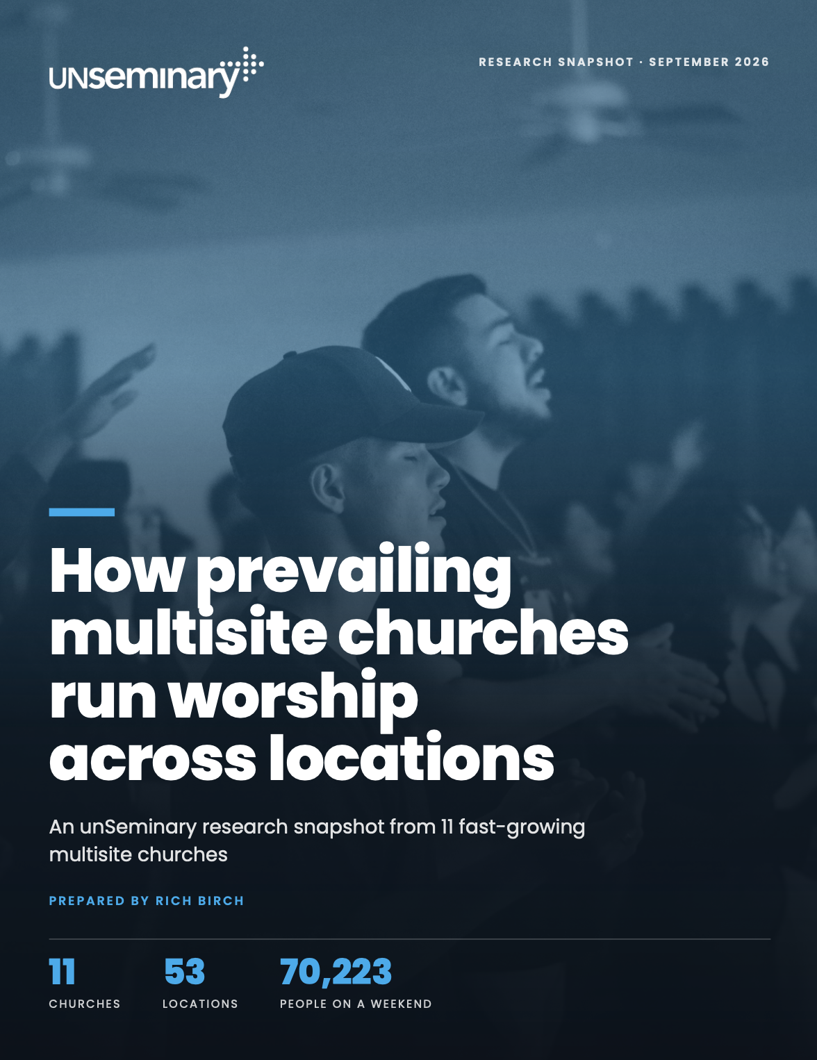 Cover of the report: How prevailing multisite churches run worship across locations